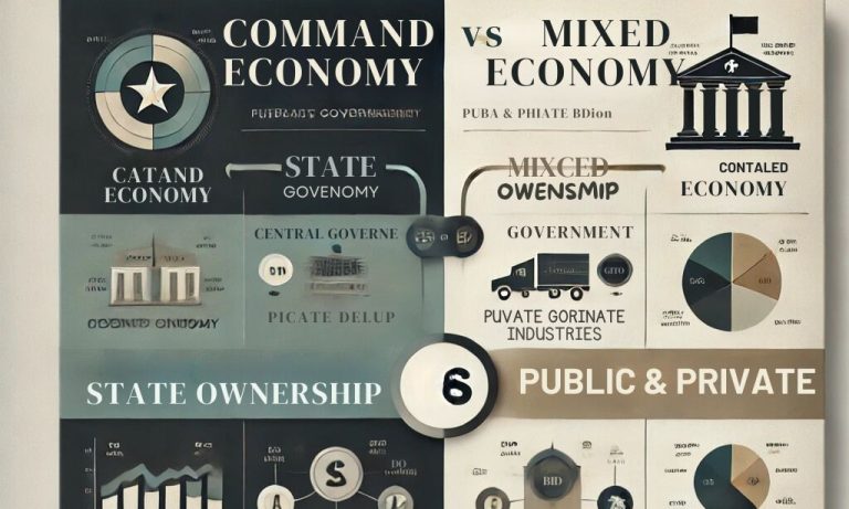 difference between command economy and mixed economy