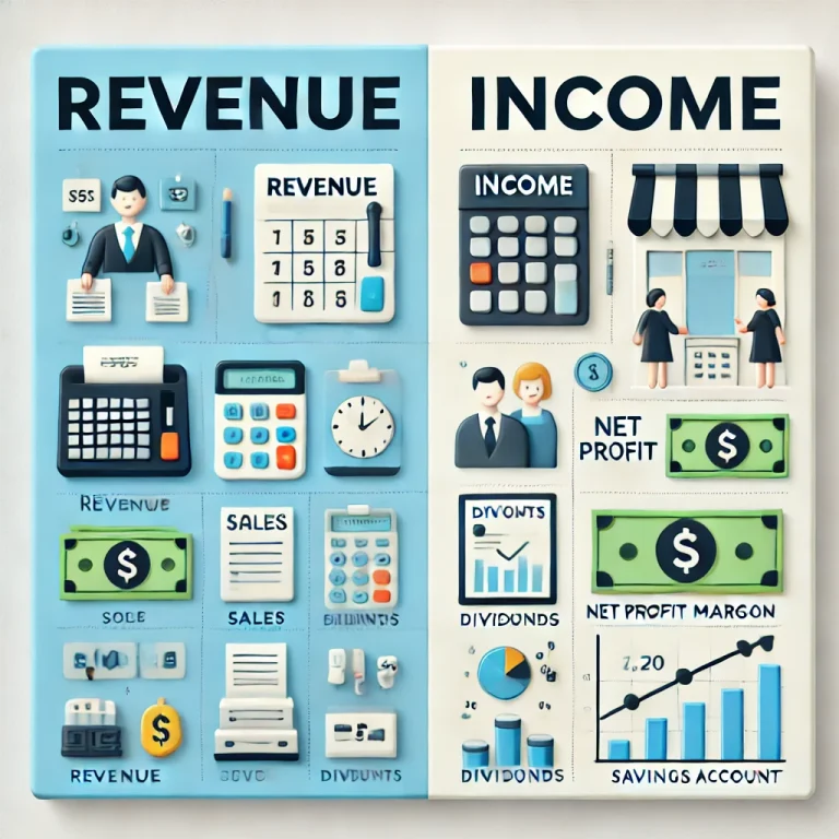 difference between revenue and income