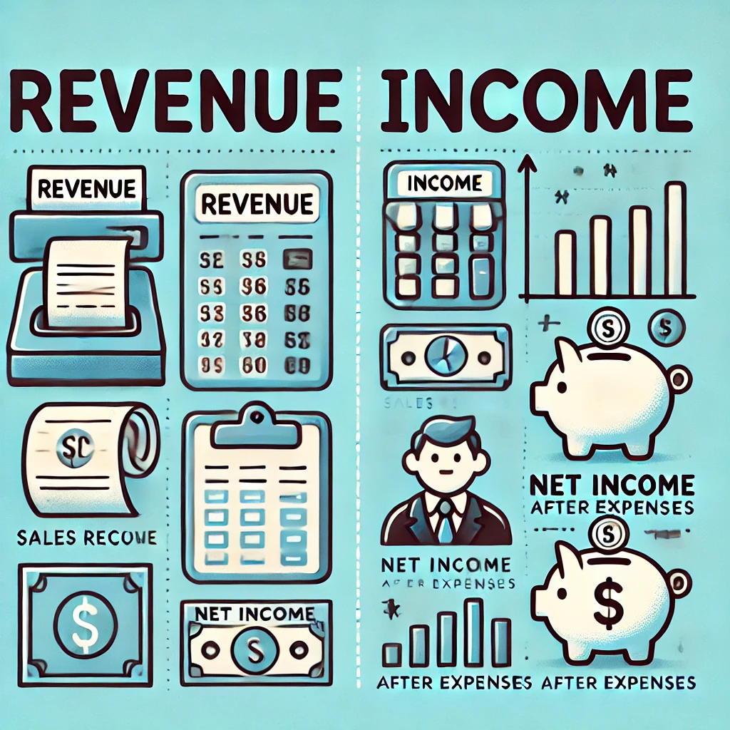 difference between revenue and income