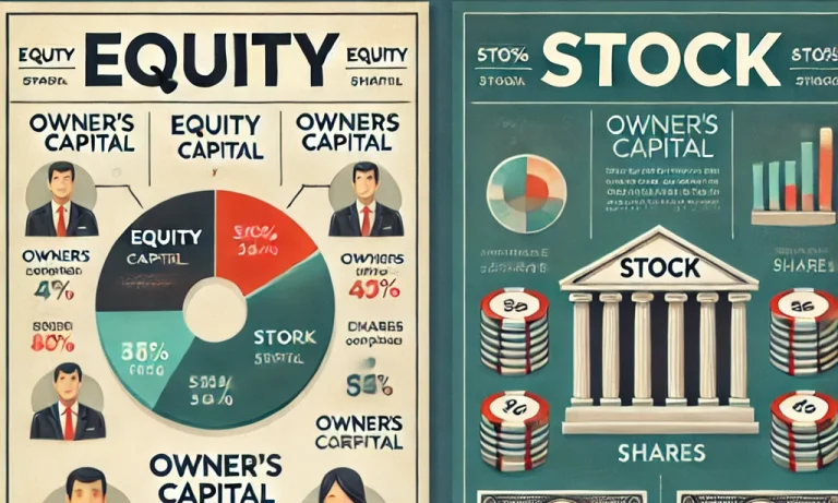 difference between equity and stock