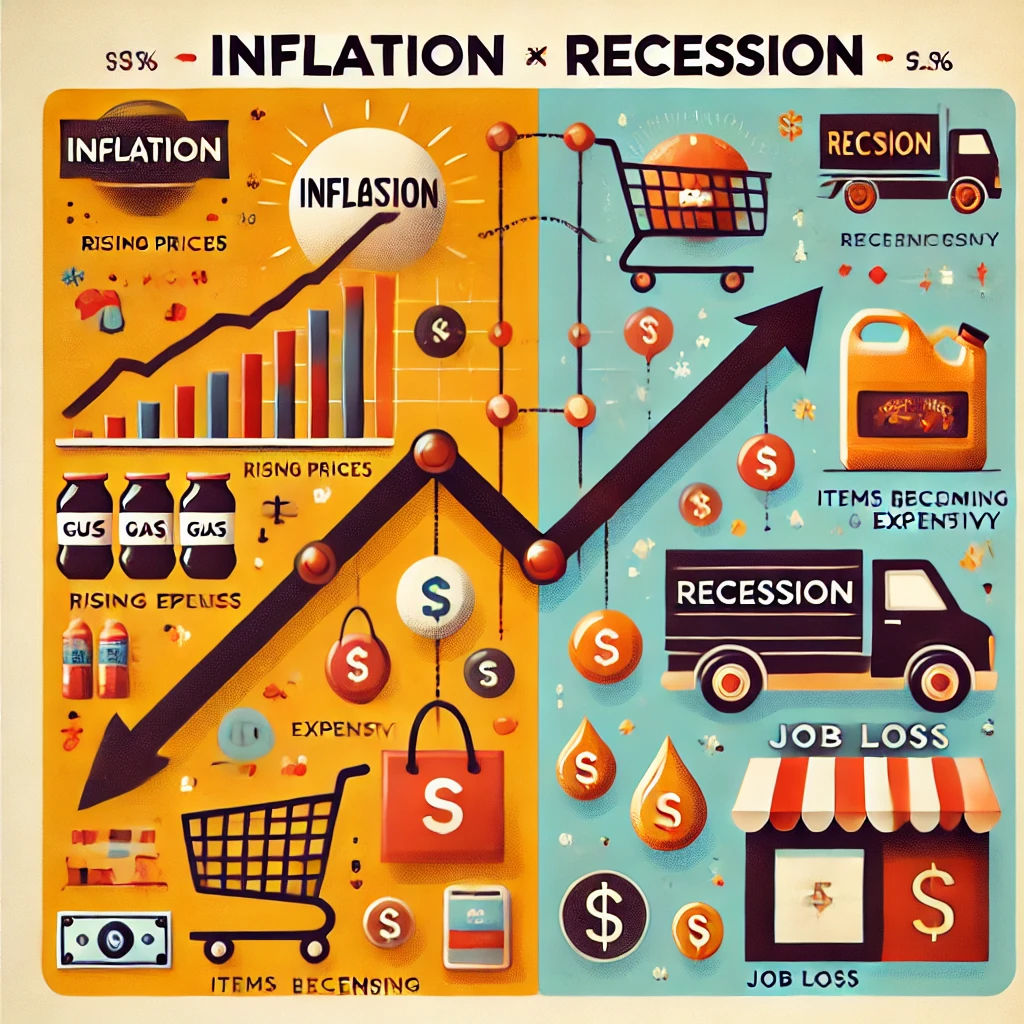 difference between inflation and recession