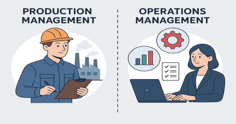 difference between production management and operation management